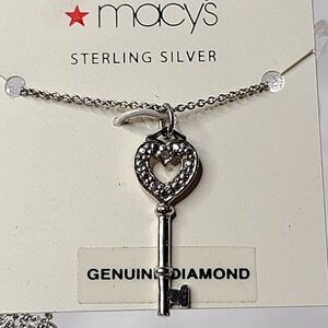 Sterling Silver and Diamond Key Necklace